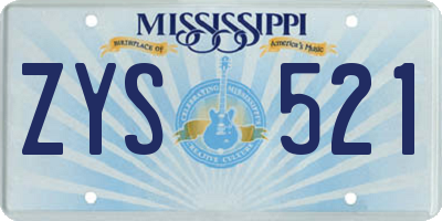 MS license plate ZYS521