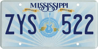 MS license plate ZYS522