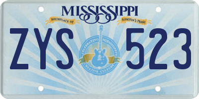 MS license plate ZYS523