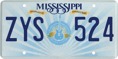 MS license plate ZYS524