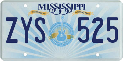 MS license plate ZYS525
