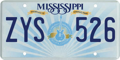 MS license plate ZYS526