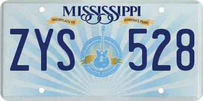 MS license plate ZYS528