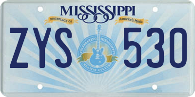 MS license plate ZYS530