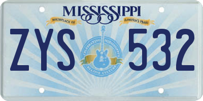 MS license plate ZYS532