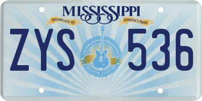 MS license plate ZYS536