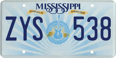 MS license plate ZYS538
