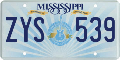 MS license plate ZYS539