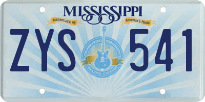 MS license plate ZYS541