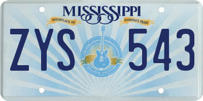 MS license plate ZYS543