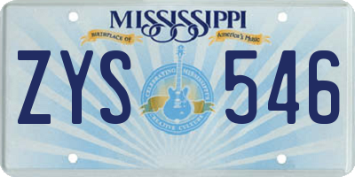 MS license plate ZYS546