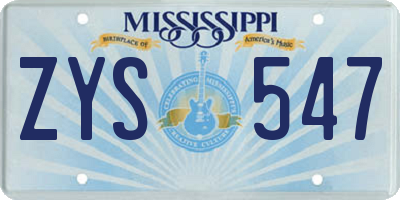 MS license plate ZYS547