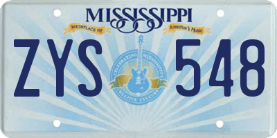 MS license plate ZYS548