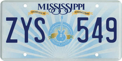 MS license plate ZYS549