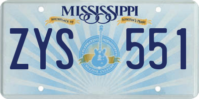 MS license plate ZYS551
