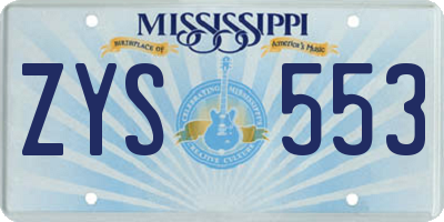 MS license plate ZYS553