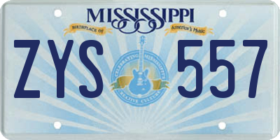 MS license plate ZYS557