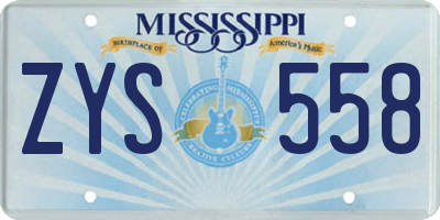 MS license plate ZYS558
