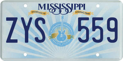 MS license plate ZYS559
