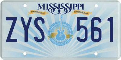 MS license plate ZYS561