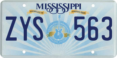 MS license plate ZYS563