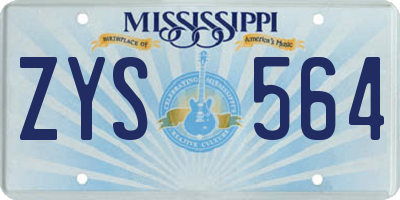 MS license plate ZYS564