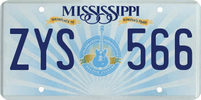 MS license plate ZYS566