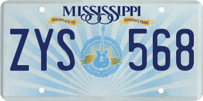 MS license plate ZYS568
