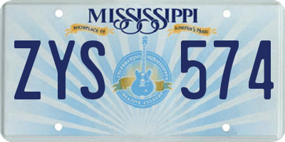 MS license plate ZYS574