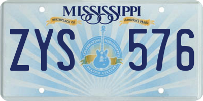 MS license plate ZYS576