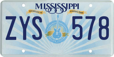 MS license plate ZYS578