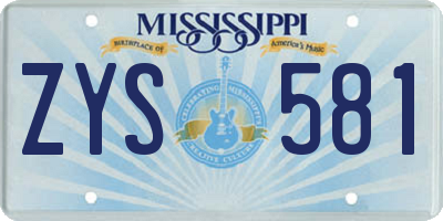 MS license plate ZYS581
