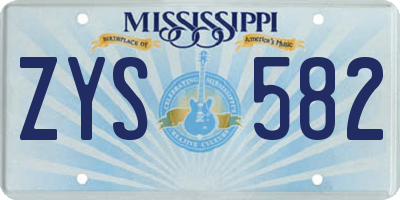 MS license plate ZYS582