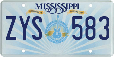 MS license plate ZYS583