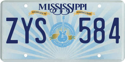 MS license plate ZYS584