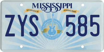 MS license plate ZYS585