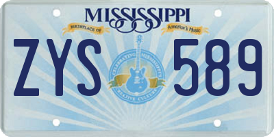 MS license plate ZYS589