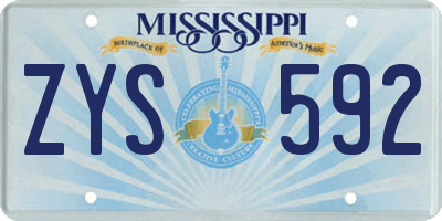 MS license plate ZYS592