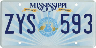 MS license plate ZYS593