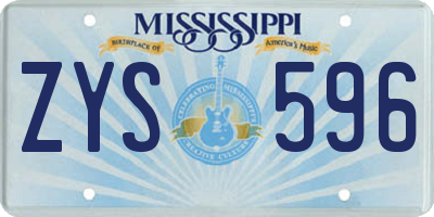 MS license plate ZYS596