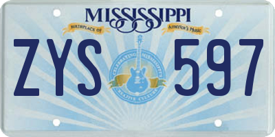 MS license plate ZYS597