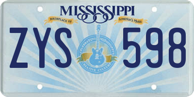 MS license plate ZYS598