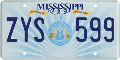 MS license plate ZYS599