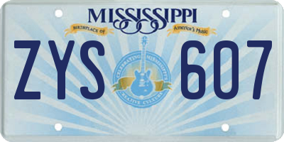 MS license plate ZYS607