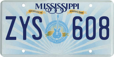 MS license plate ZYS608