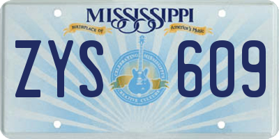 MS license plate ZYS609