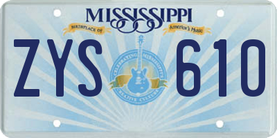 MS license plate ZYS610