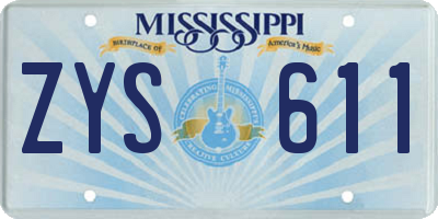 MS license plate ZYS611