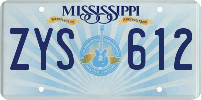 MS license plate ZYS612