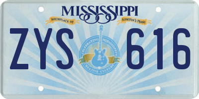 MS license plate ZYS616